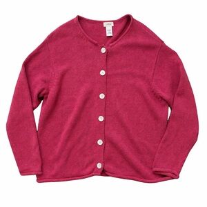 L.L. Bean Silk Cotton Blend Pink Cardigan Sweater 1X Button Front Spring